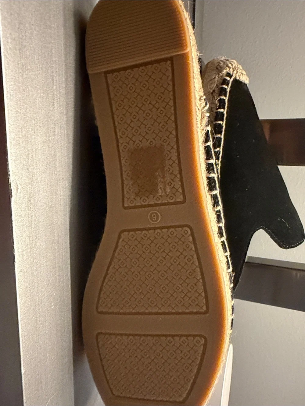 Tory Burch Black Suede Espadrille Slip-On Loafers; Never Worn